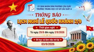 THÔNG BÁO LỊCH NGHỈ LỄ QUỐC KHÁNH 2/9 