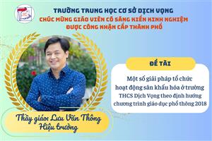 CHÚC MỪNG GIÁO VIÊN CÓ SÁNG KIẾN KINH NGHIỆM ĐƯỢC CÔNG NHẬN CẤP THÀNH PHỐ NĂM HỌC 2023-2024