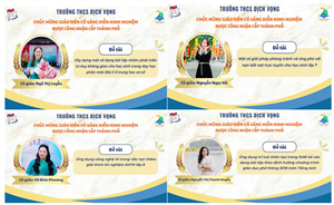🌟 VINH DANH 4 CÔ GIÁO TIÊU BIỂU CỦA TRƯỜNG THCS DỊCH VỌNG ĐẠT SÁNG KIẾN KINH NGHIỆM CẤP THÀNH PHỐ