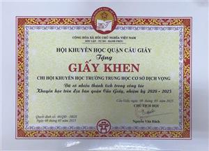 CHI HỘI KHUYẾN HỌC TRƯỜNG TRUNG HỌC CƠ SỞ DỊCH VỌNG – ĐIỂM SÁNG TRONG PHONG TRÀO KHUYẾN HỌC CỦA QUẬN