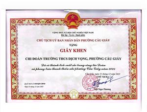 🏆 KHEN THƯỞNG CÁC TẬP THỂ, CÁ NHÂN CÓ THÀNH TÍCH XUẤT SẮC TRONG CÔNG TÁC ĐOÀN VÀ PHONG TRÀO THANH THIẾU NHI PHƯỜNG CẦU GIẤY NĂM 2025